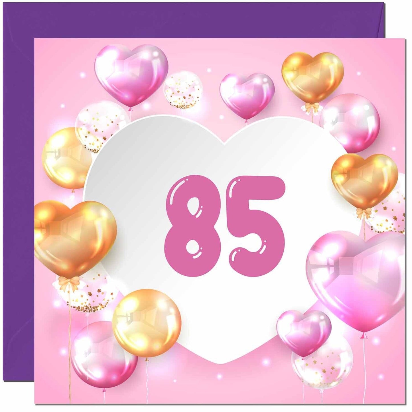 Birthday Card for women Girls Pink Balloon Numbers