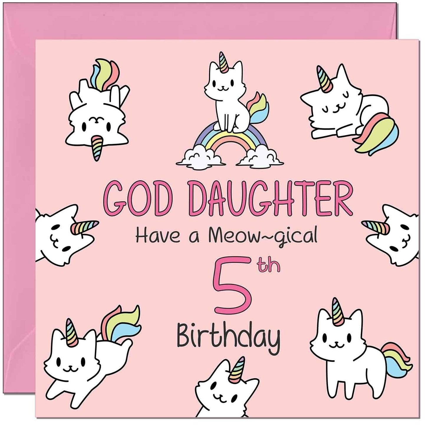 God Daughter Birthday Card - Funny Cat Cute God Daughter's