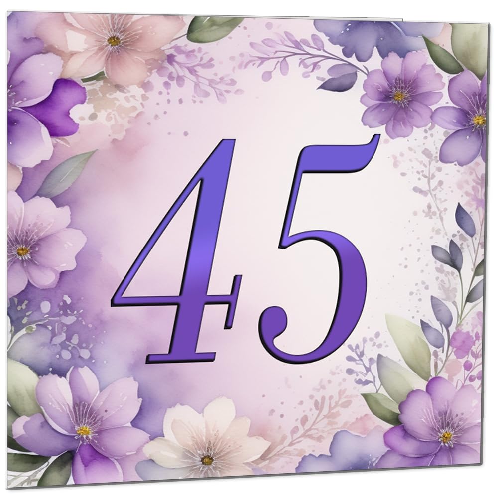 Birthday Card for Women - Purple Floral 80th Birthday Cards for year old woman Ladies Grandma Nan Aunt Mum Sister Mom Friend