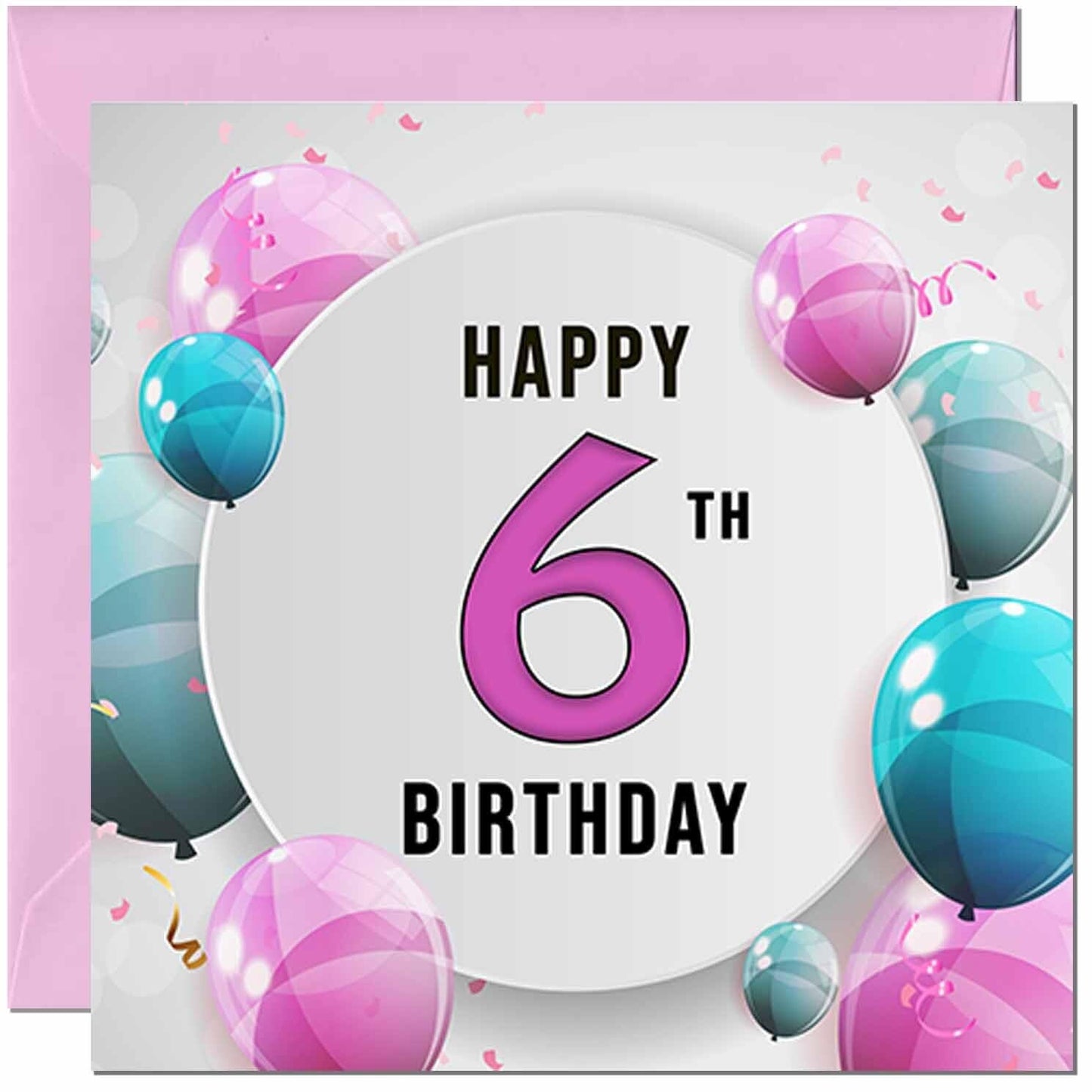 Birthday Card for women - Pink Turquoise Balloon Number
