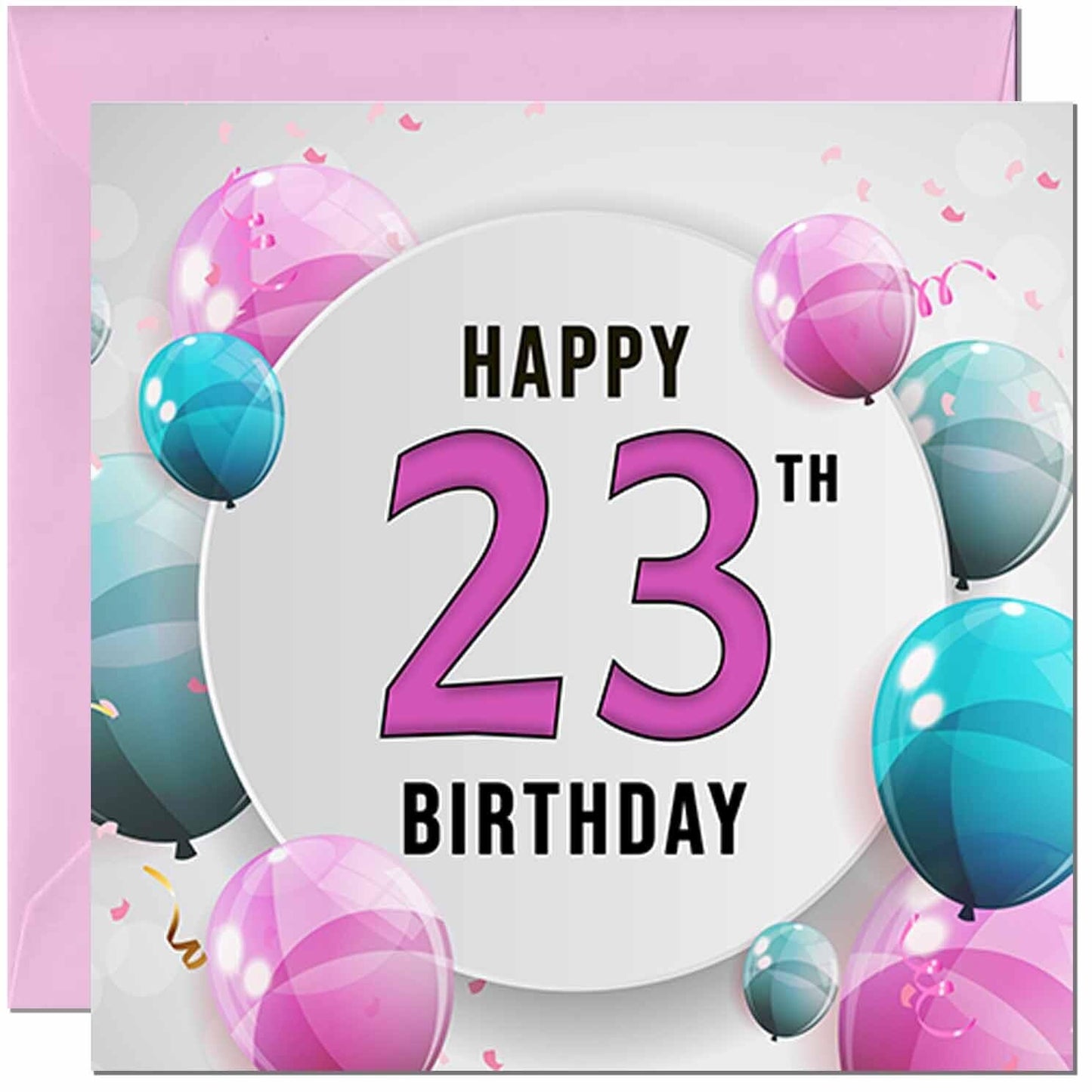 Birthday Card for women - Pink Turquoise Balloon Number