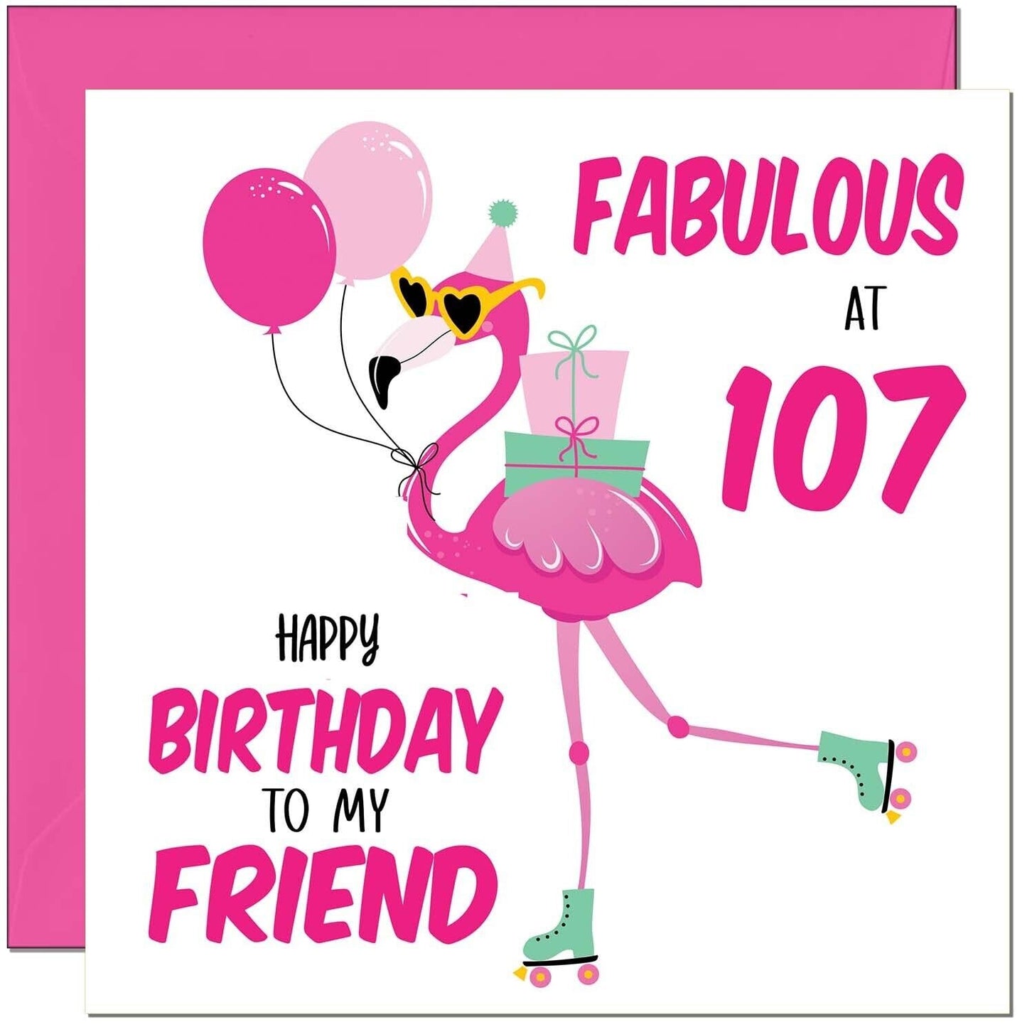 Womens Birthday Card for Friend - Fabulous Flamingo - Ladies Pink Cute Friend