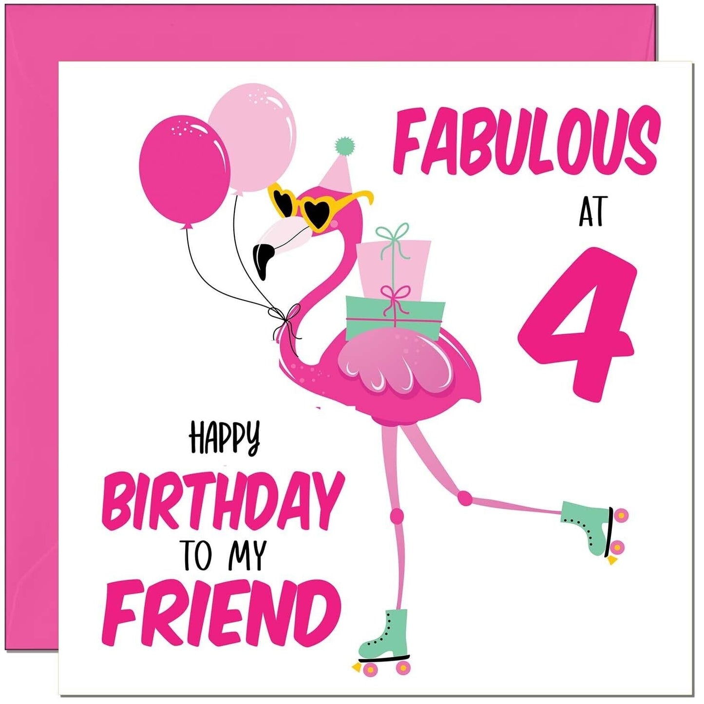 Womens Birthday Card for Friend - Fabulous Flamingo - Ladies Pink Cute Friend