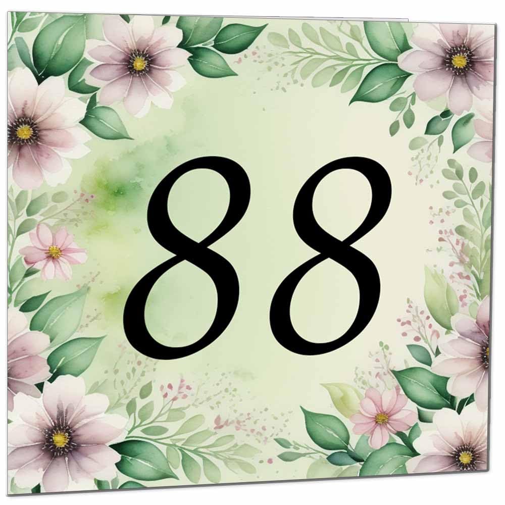 80th Birthday Card for Women Men - Green Floral Birthday Cards for 80 year old Lady Eighty Eightieth Ladies Grandma Nan Aunt Mum Sister Mom Friend