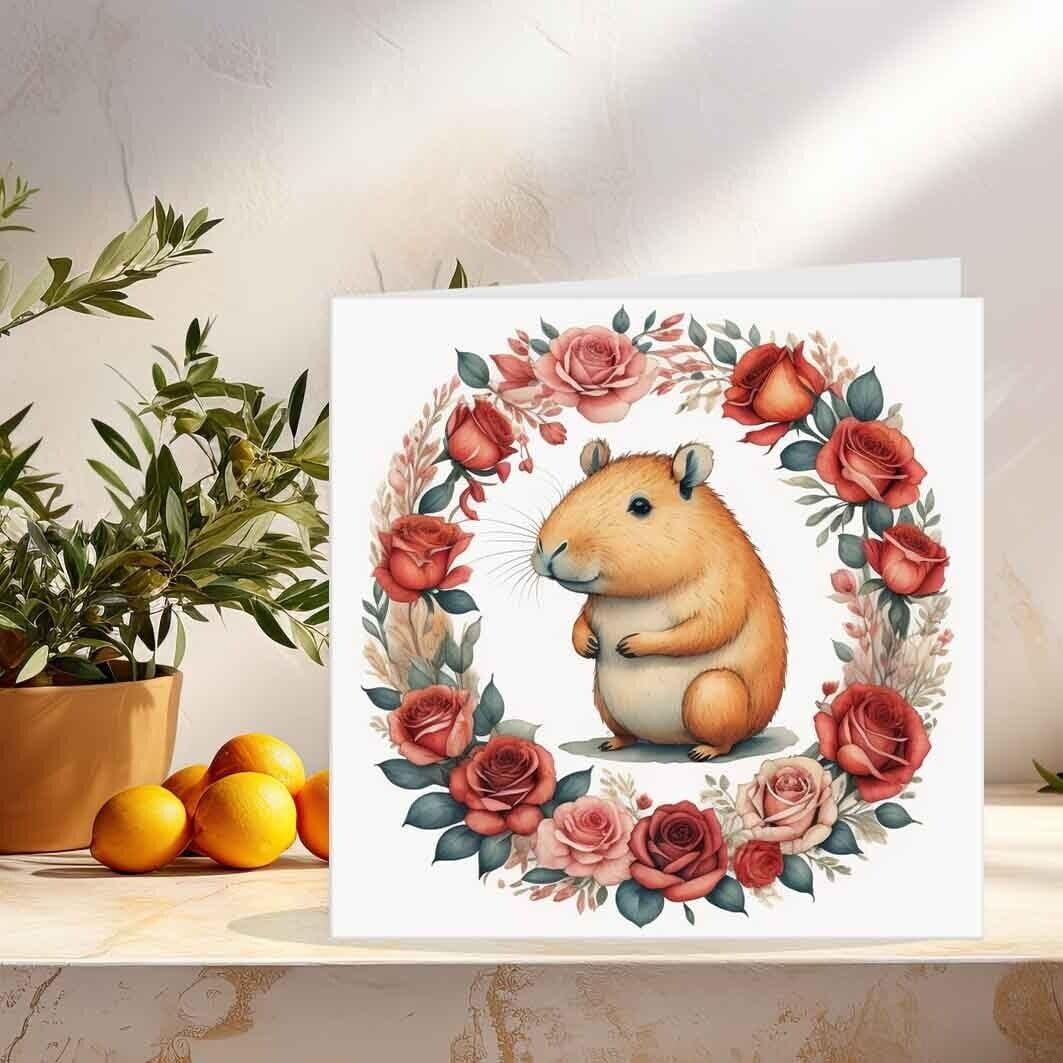 Capybara Anniversary Card Birthday Valentines Cards for him her 145mm x 145mm