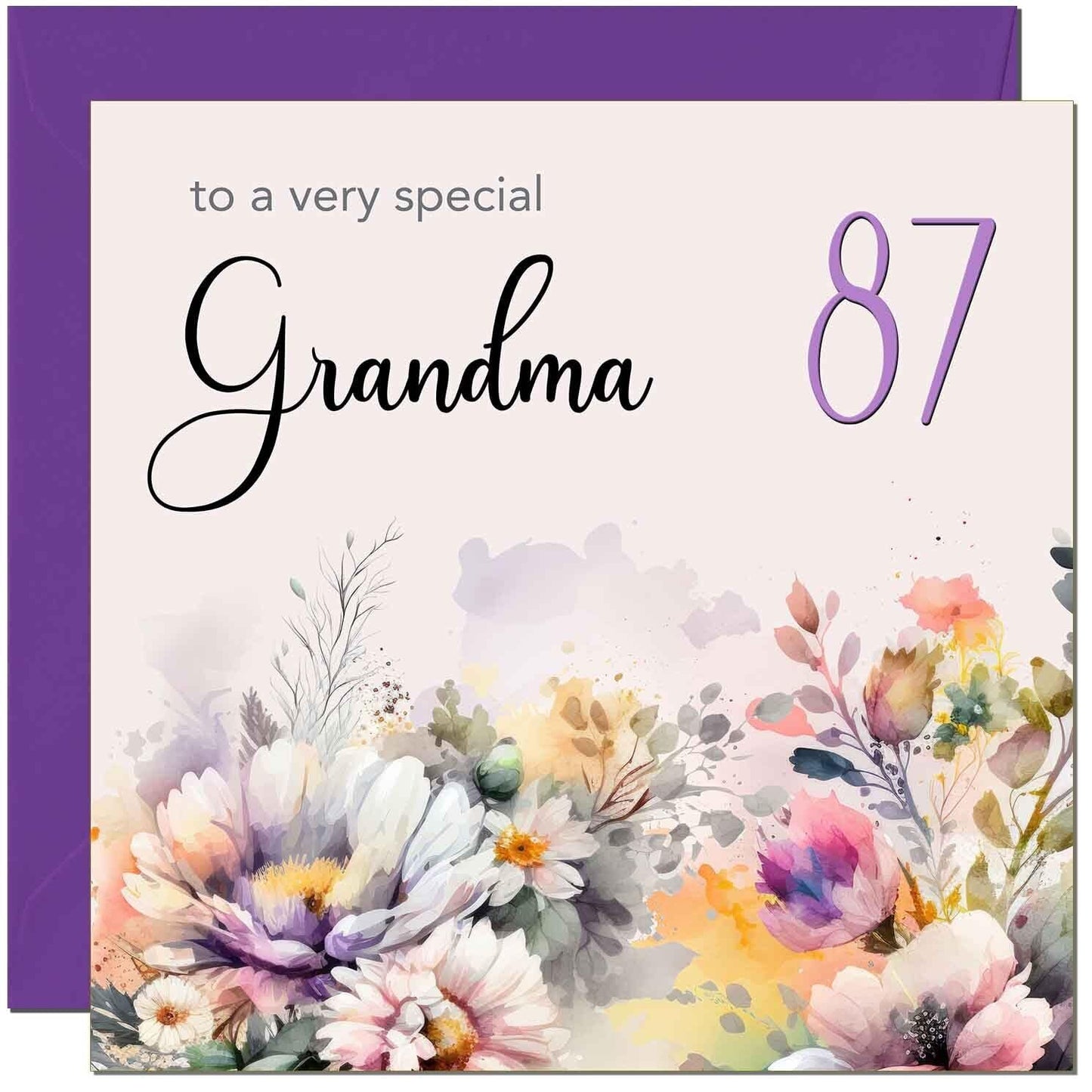 Grandmother Birthday Card - Purple Floral Nanny Grandma