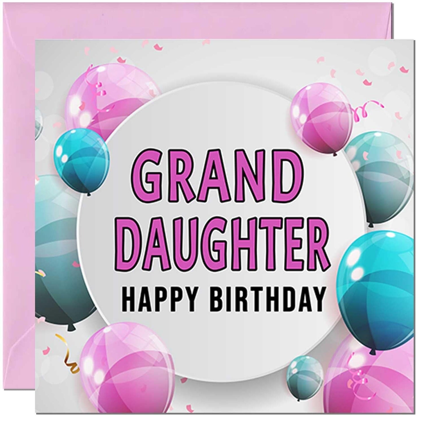 Birthday Card for women - Pink Turquoise Balloon Number