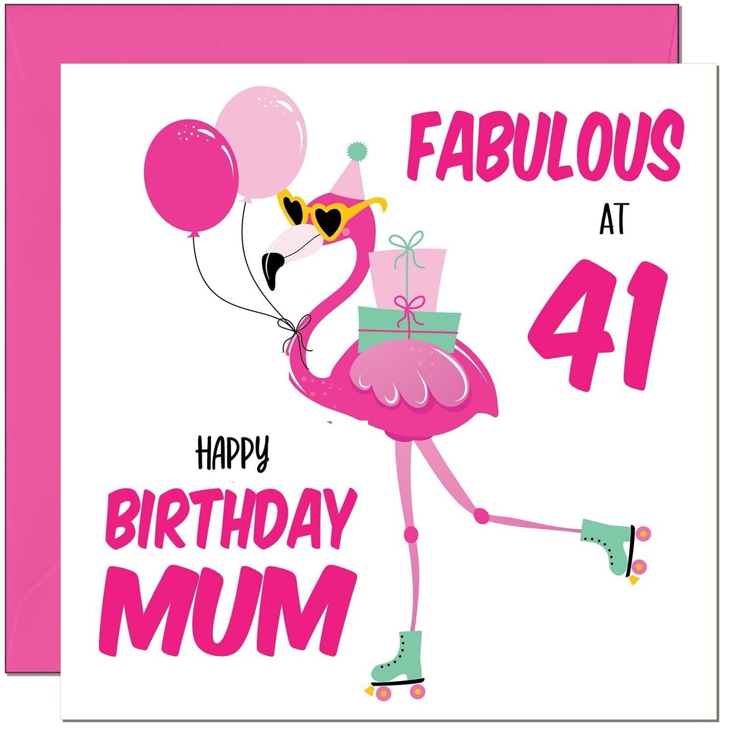 Mum Birthday Card - Fabulous Flamingo - Mom Womens Pink Cute Mum Mothers