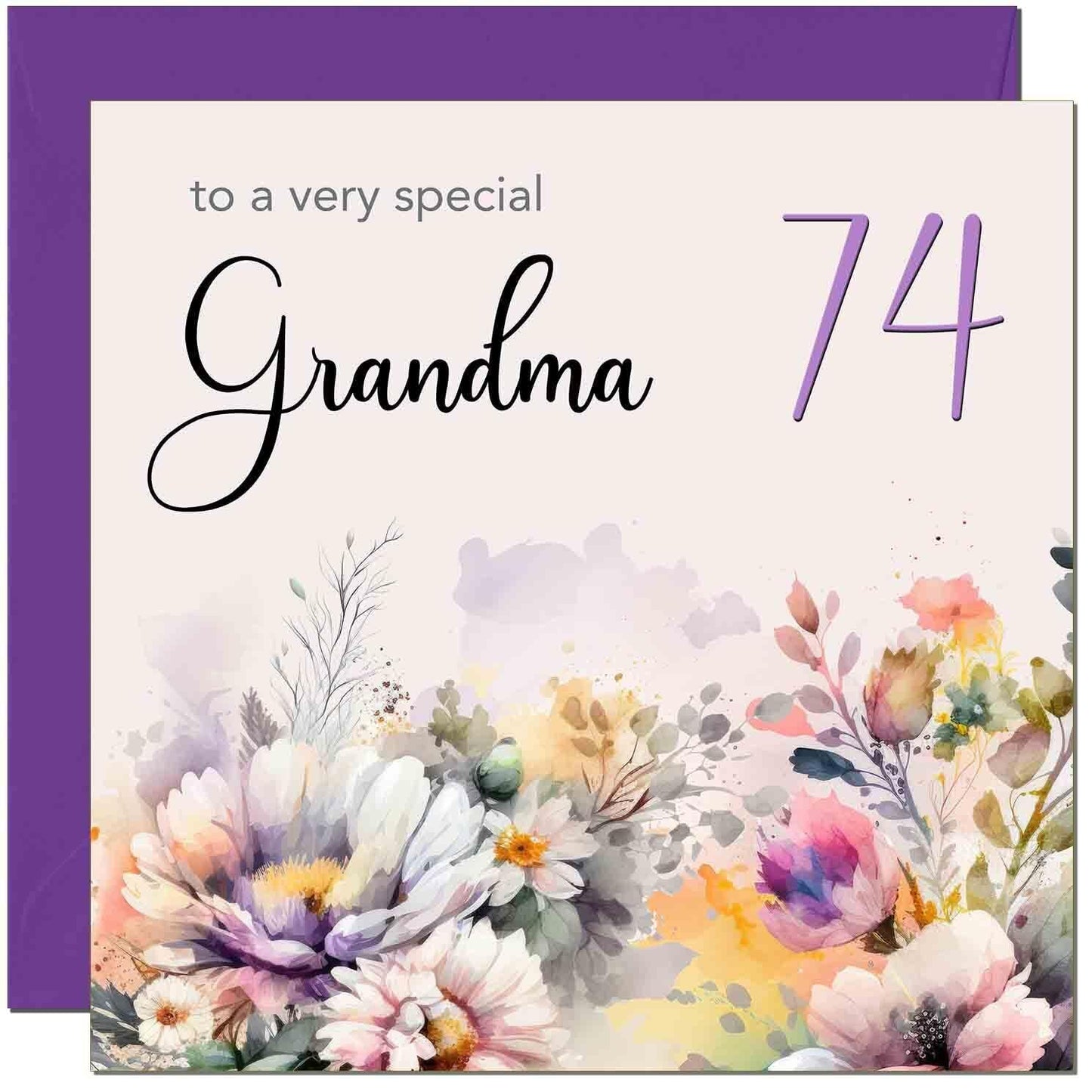 Grandmother Birthday Card - Purple Floral Nanny Grandma