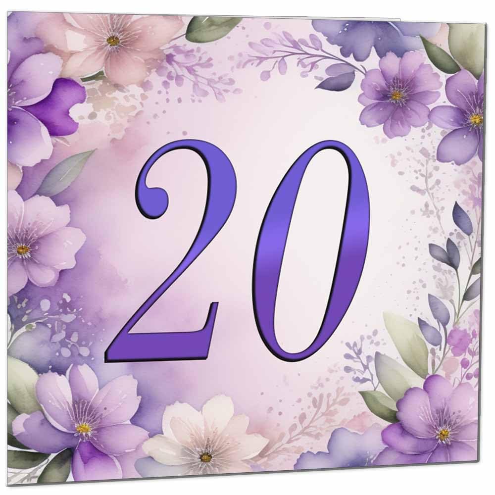 Birthday Card for Women - Purple Floral 80th Birthday Cards for year old woman Ladies Grandma Nan Aunt Mum Sister Mom Friend