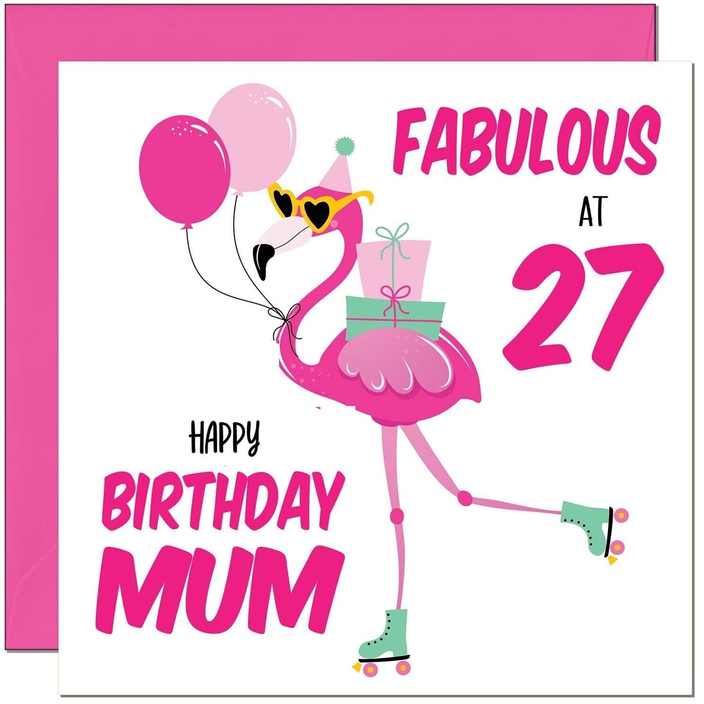 Mum Birthday Card - Fabulous Flamingo - Mom Womens Pink Cute Mum Mothers