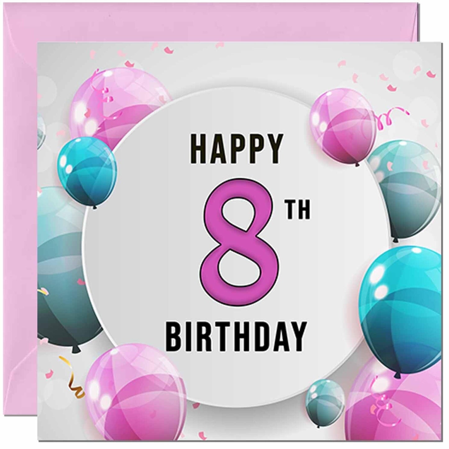 Birthday Card for women - Pink Turquoise Balloon Number