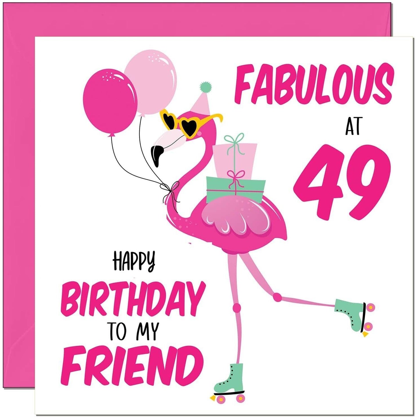 Womens Birthday Card for Friend - Fabulous Flamingo - Ladies Pink Cute Friend