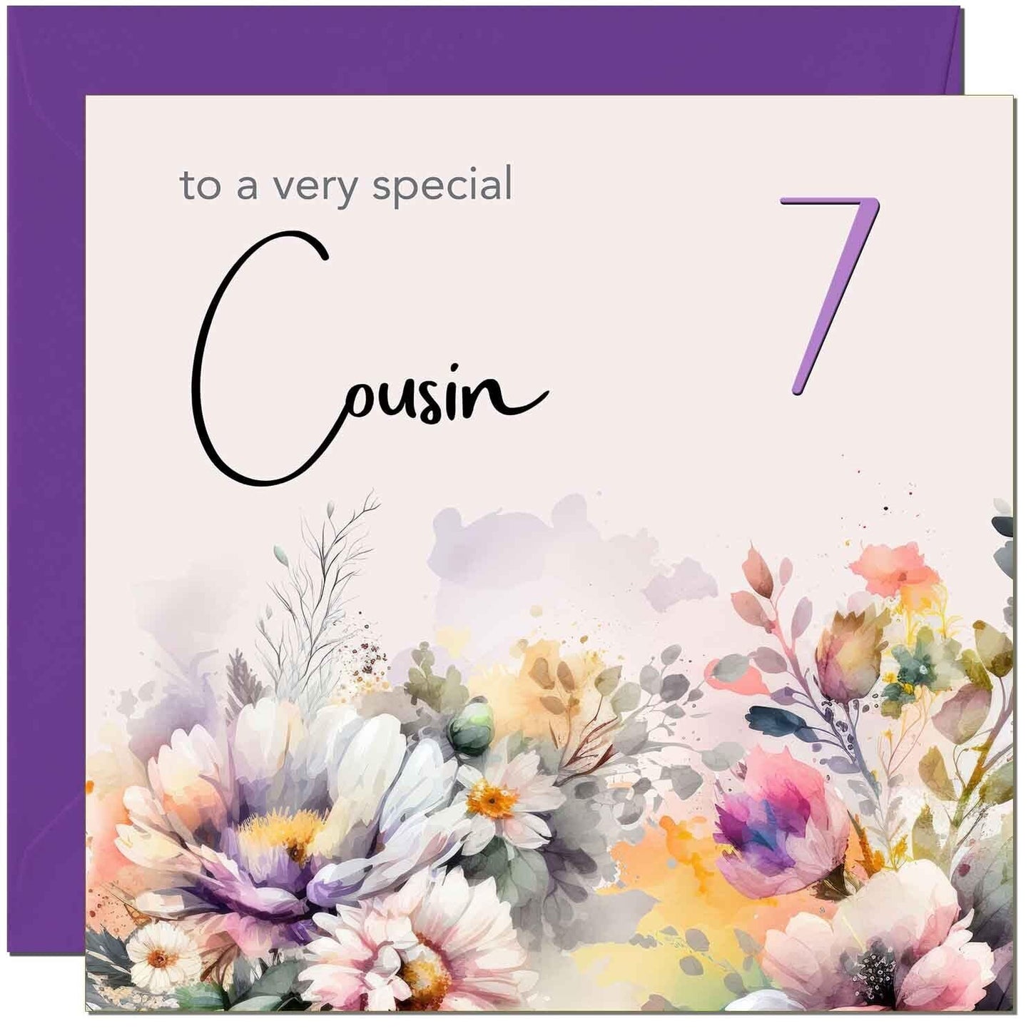 Cousin Birthday Card - Purple Floral Cousin's