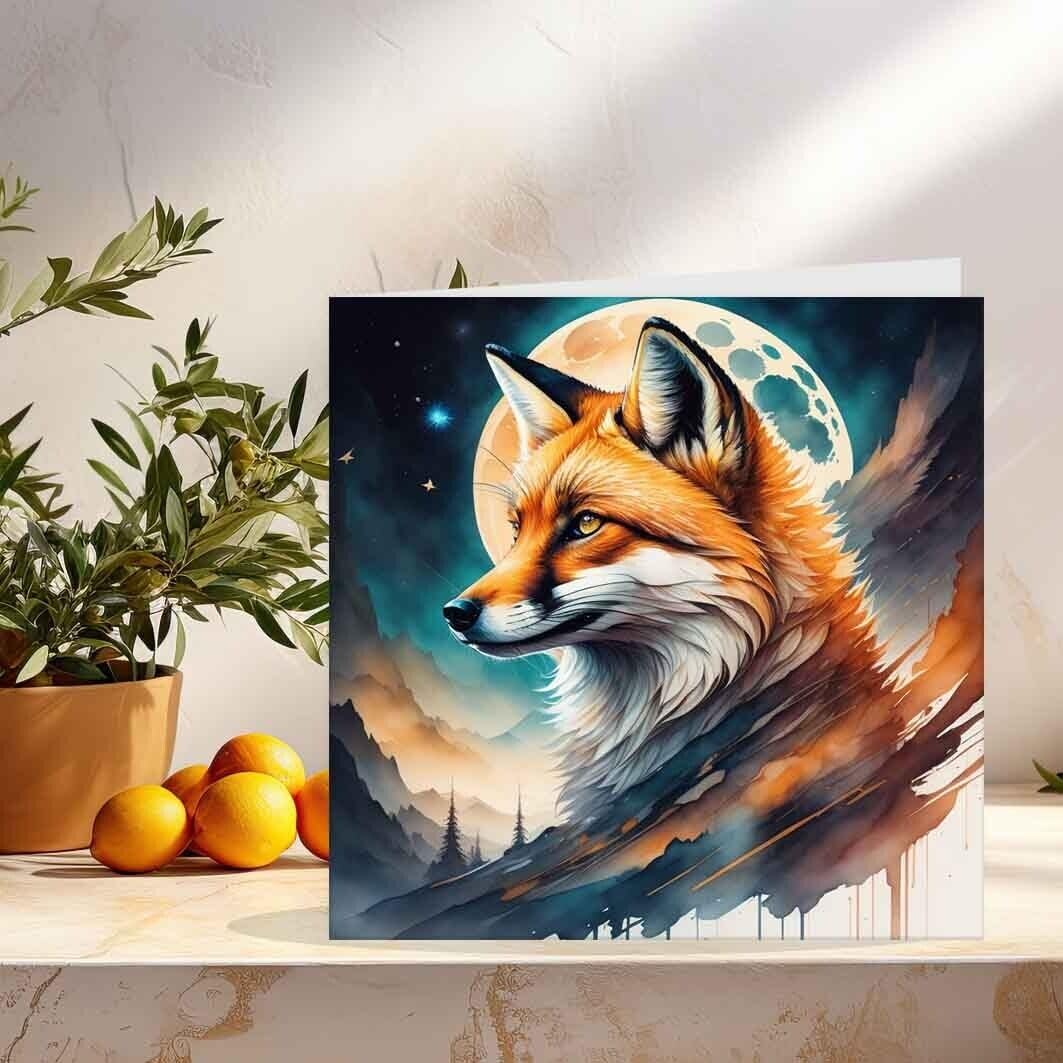 Watercolour Fox Greeting Card 145 x 145mm