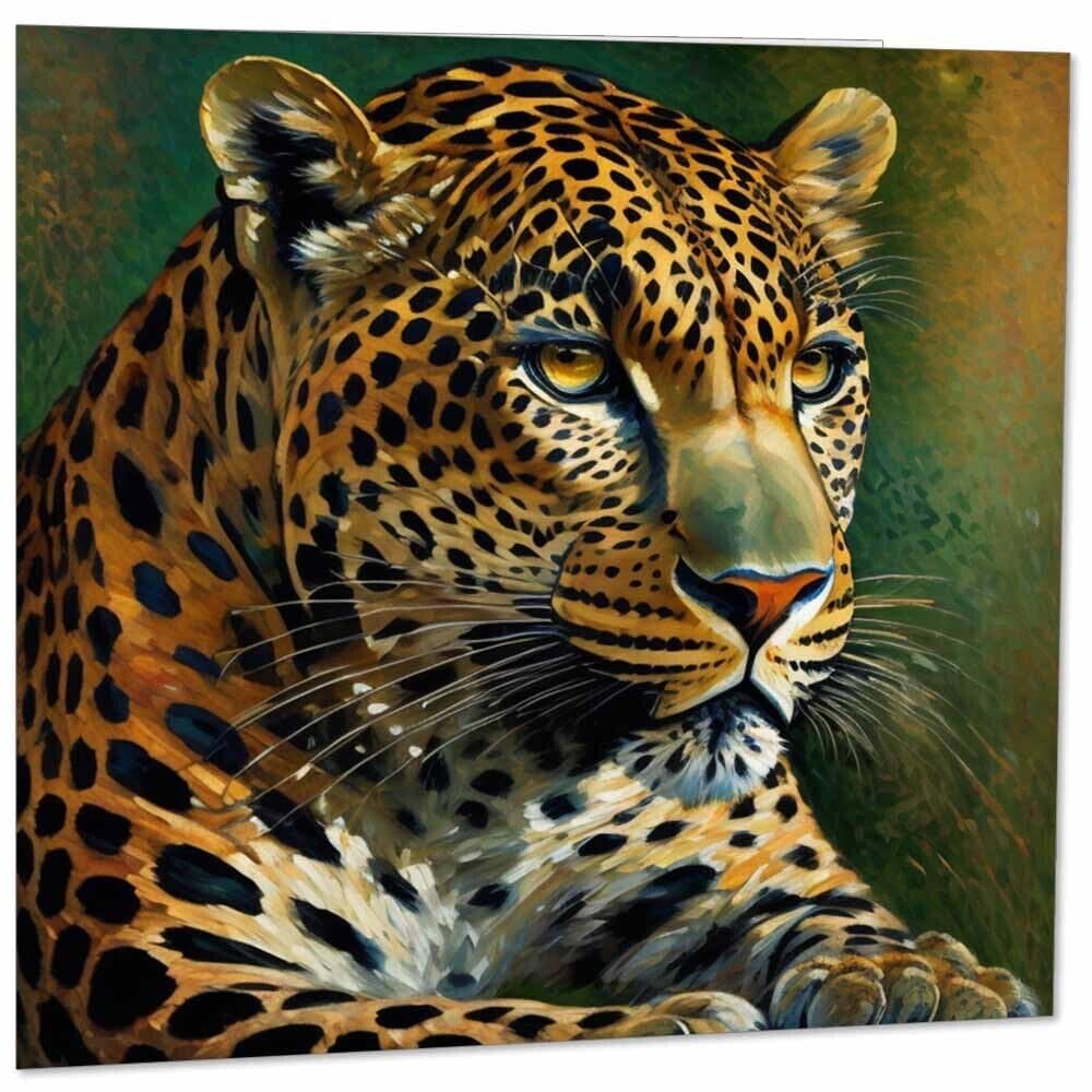 Leopard Greeting Card - Animal Impressionism Art 145mm x 145mm