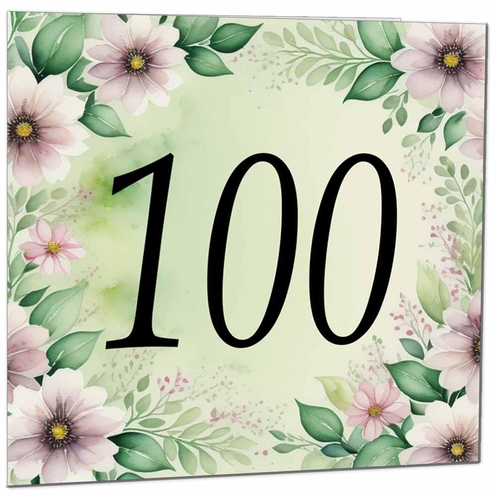 80th Birthday Card for Women Men - Green Floral Birthday Cards for 80 year old Lady Eighty Eightieth Ladies Grandma Nan Aunt Mum Sister Mom Friend