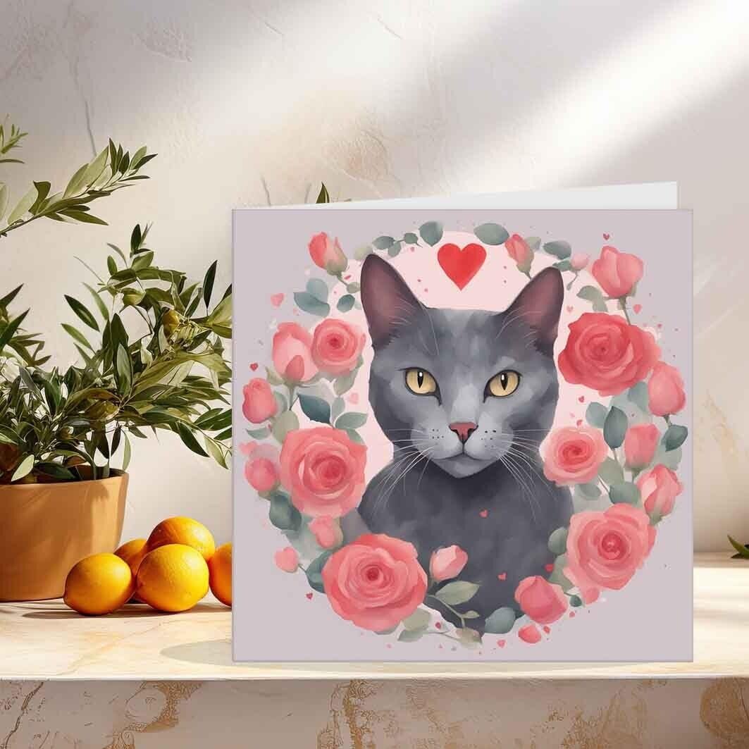 Cat Anniversary Card Birthday Valentines Cards for him her 145mm x 145mm
