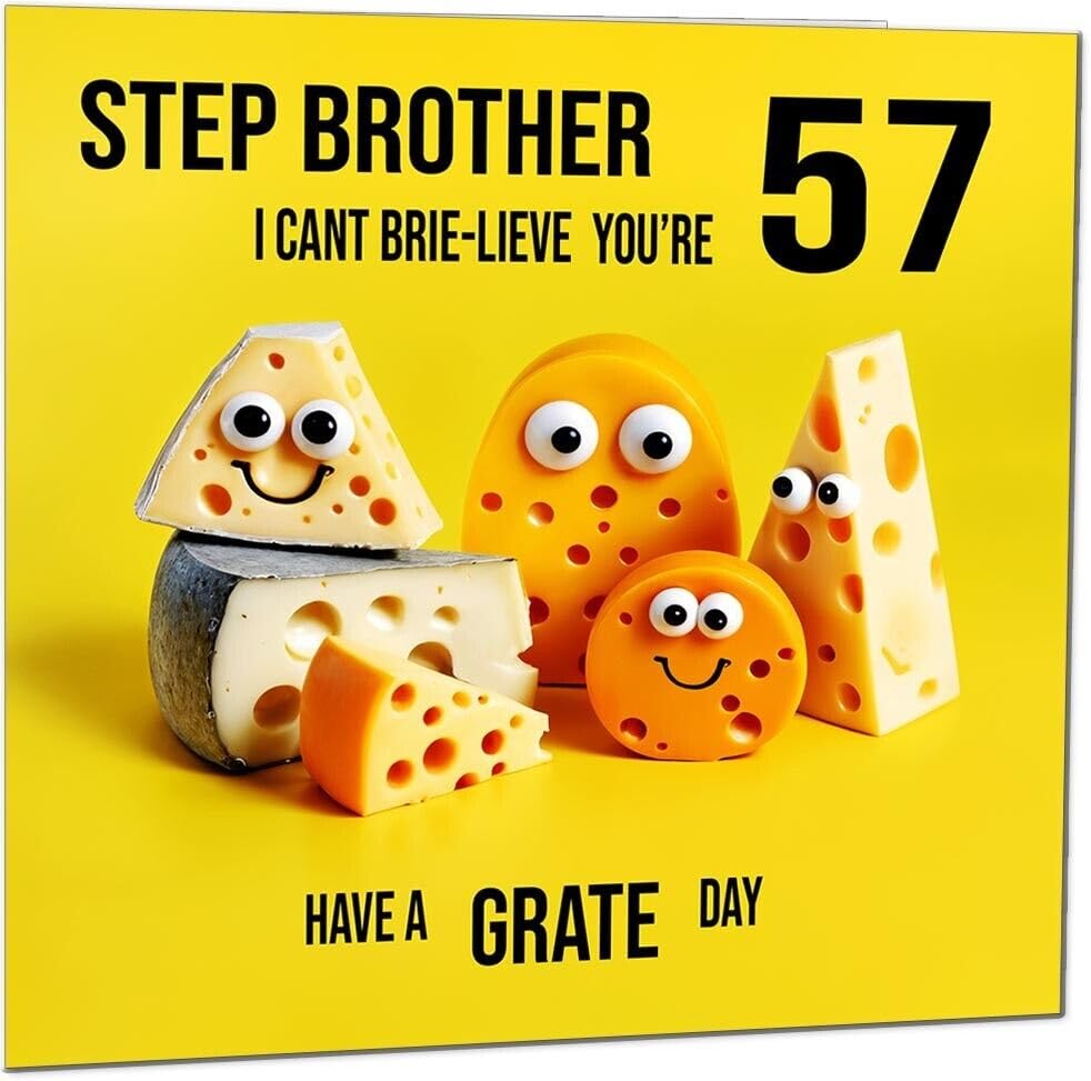 Step Brother Birthday Card - Cheese Pun Funny Step-Brothers