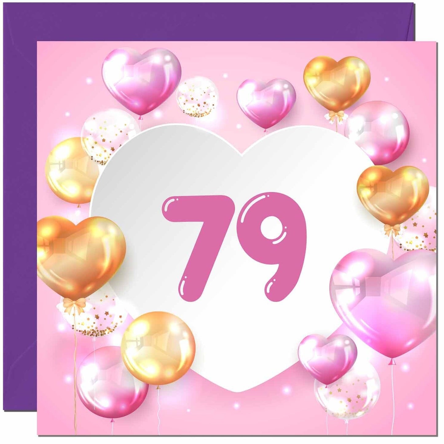 Birthday Card for women Girls Pink Balloon Numbers