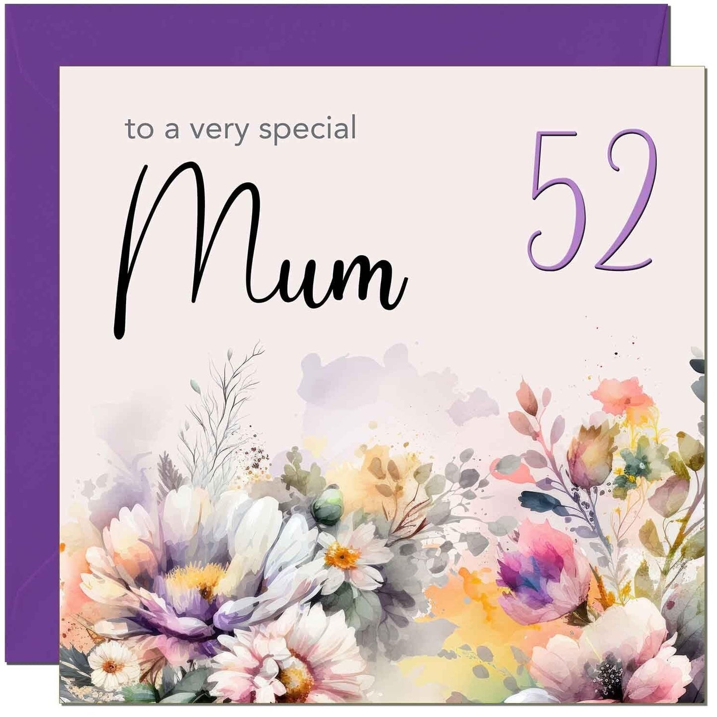 Mum Birthday Card - Purple Floral Mother Mom Mums