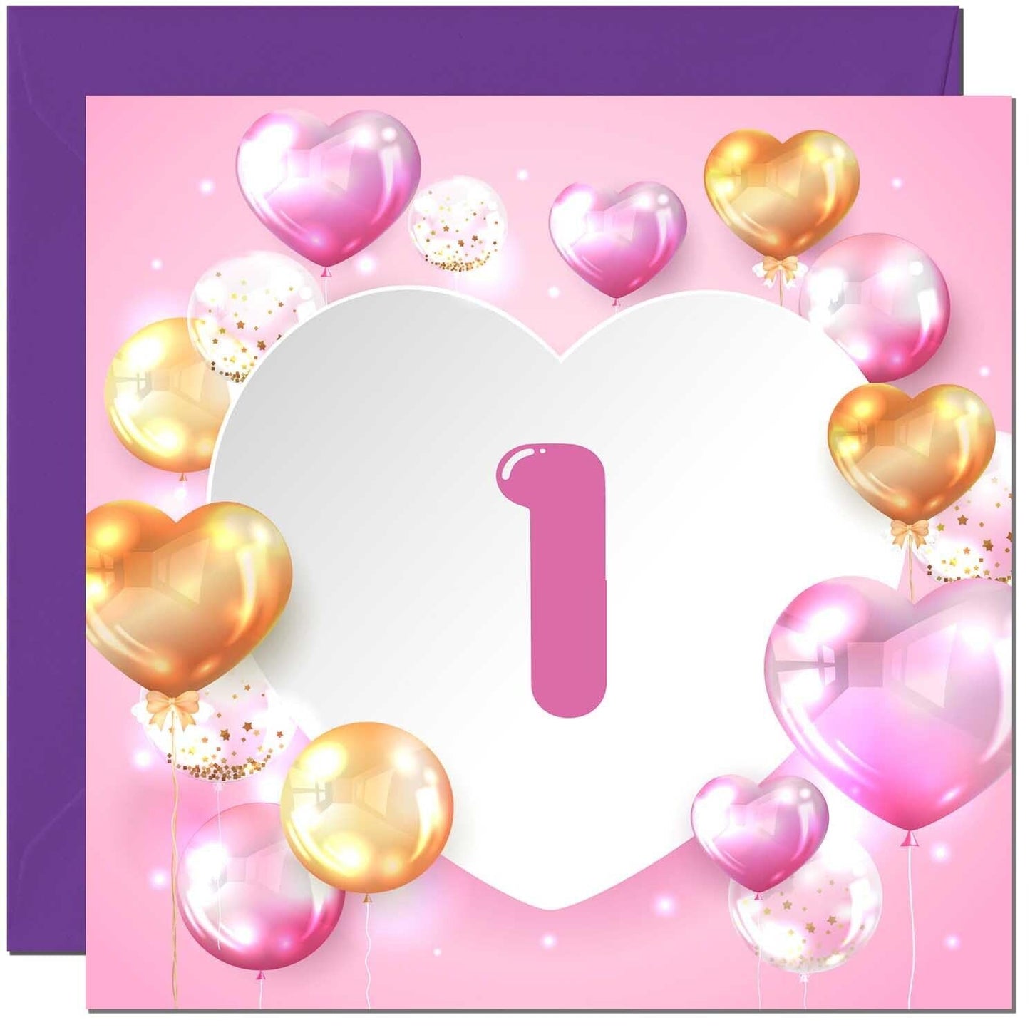 Birthday Card for women Girls Pink Balloon Numbers