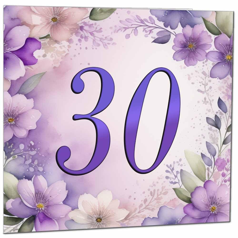 Birthday Card for Women - Purple Floral 80th Birthday Cards for year old woman Ladies Grandma Nan Aunt Mum Sister Mom Friend