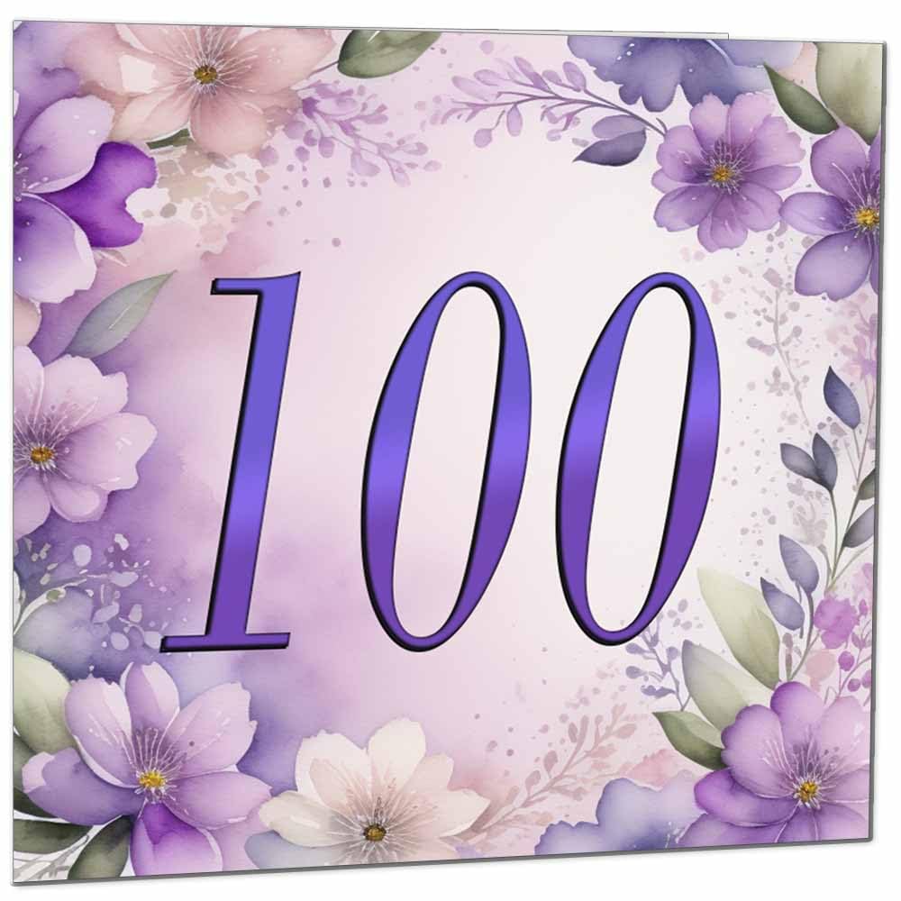 Birthday Card for Women - Purple Floral 80th Birthday Cards for year old woman Ladies Grandma Nan Aunt Mum Sister Mom Friend