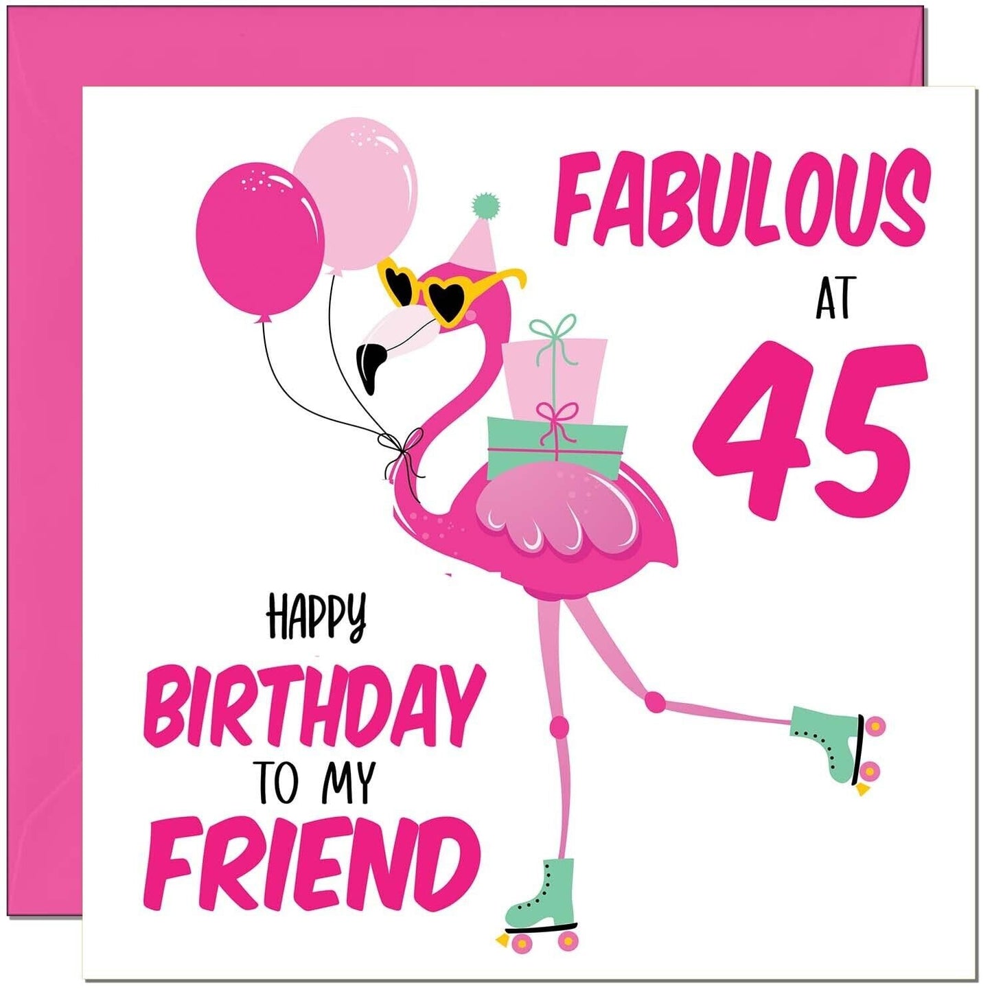 Womens Birthday Card for Friend - Fabulous Flamingo - Ladies Pink Cute Friend