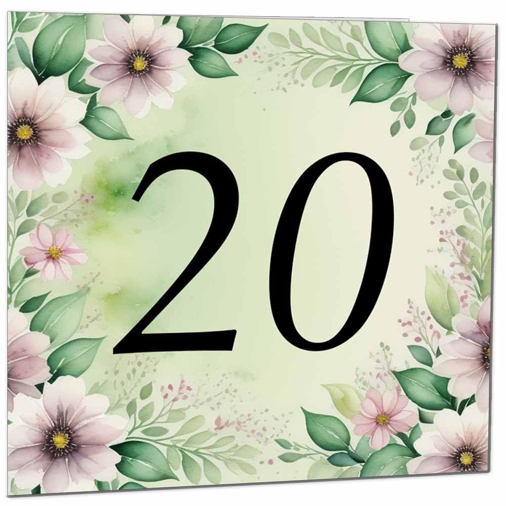 80th Birthday Card for Women Men - Green Floral Birthday Cards for 80 year old Lady Eighty Eightieth Ladies Grandma Nan Aunt Mum Sister Mom Friend
