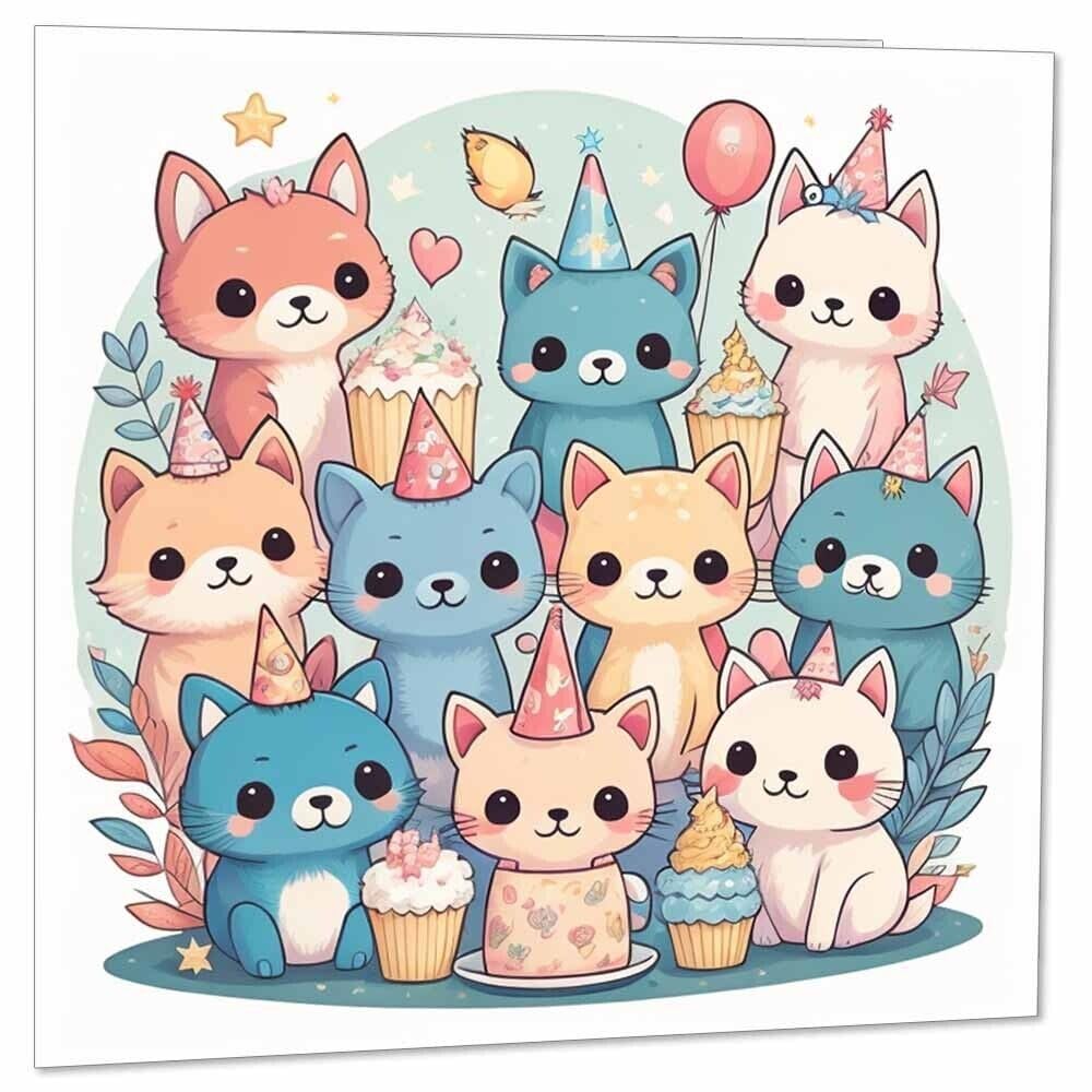Cute Animals Birthday Card Children's Happy Birthday Cards for Kids 145 x 145mm