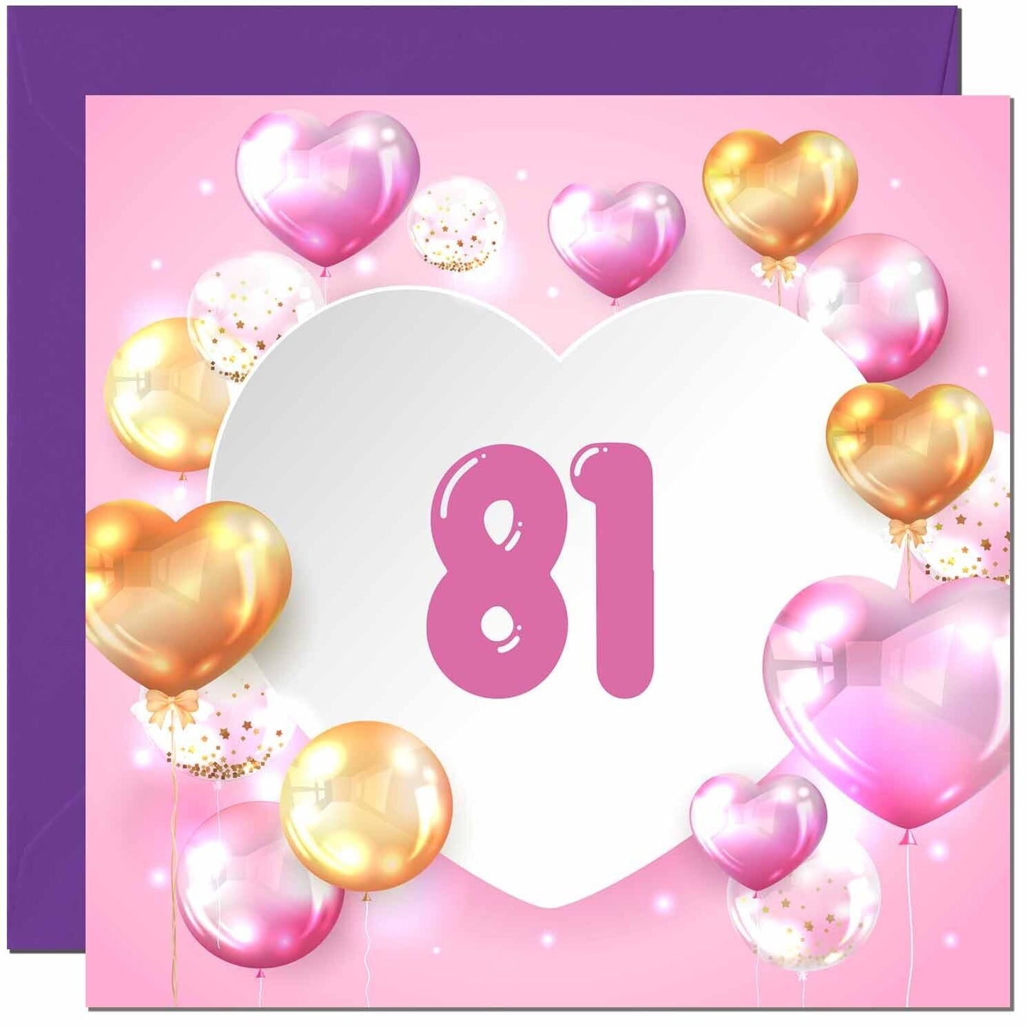 Birthday Card for women Girls Pink Balloon Numbers
