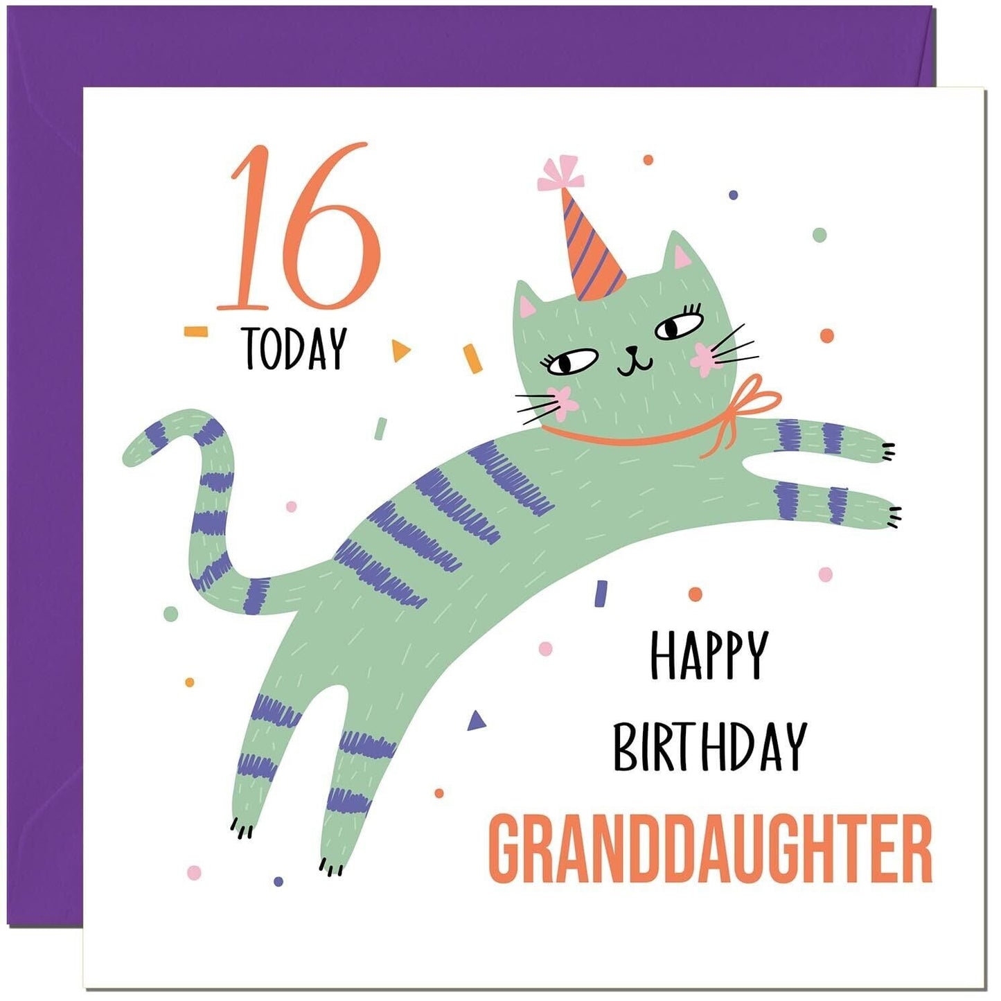 Granddaughter Birthday Card for Kids Cat Cute Grandaughters