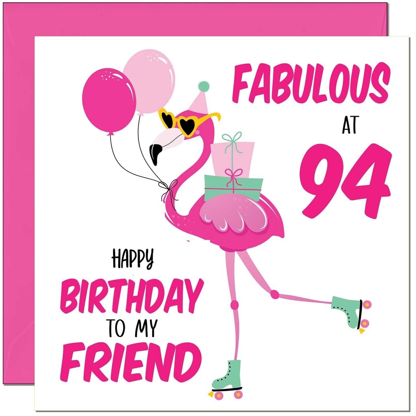 Womens Birthday Card for Friend - Fabulous Flamingo - Ladies Pink Cute Friend