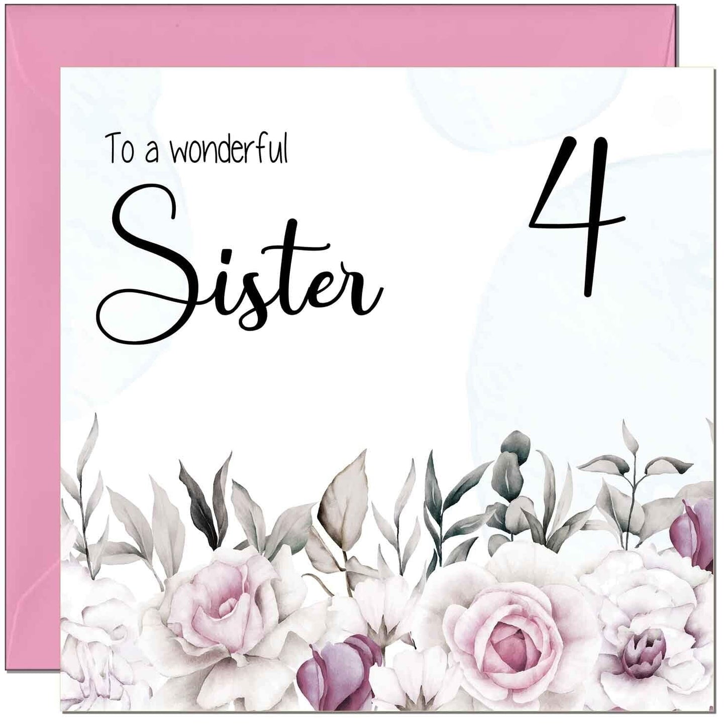 Sister's Birthday Card for Sister Floral Elegant