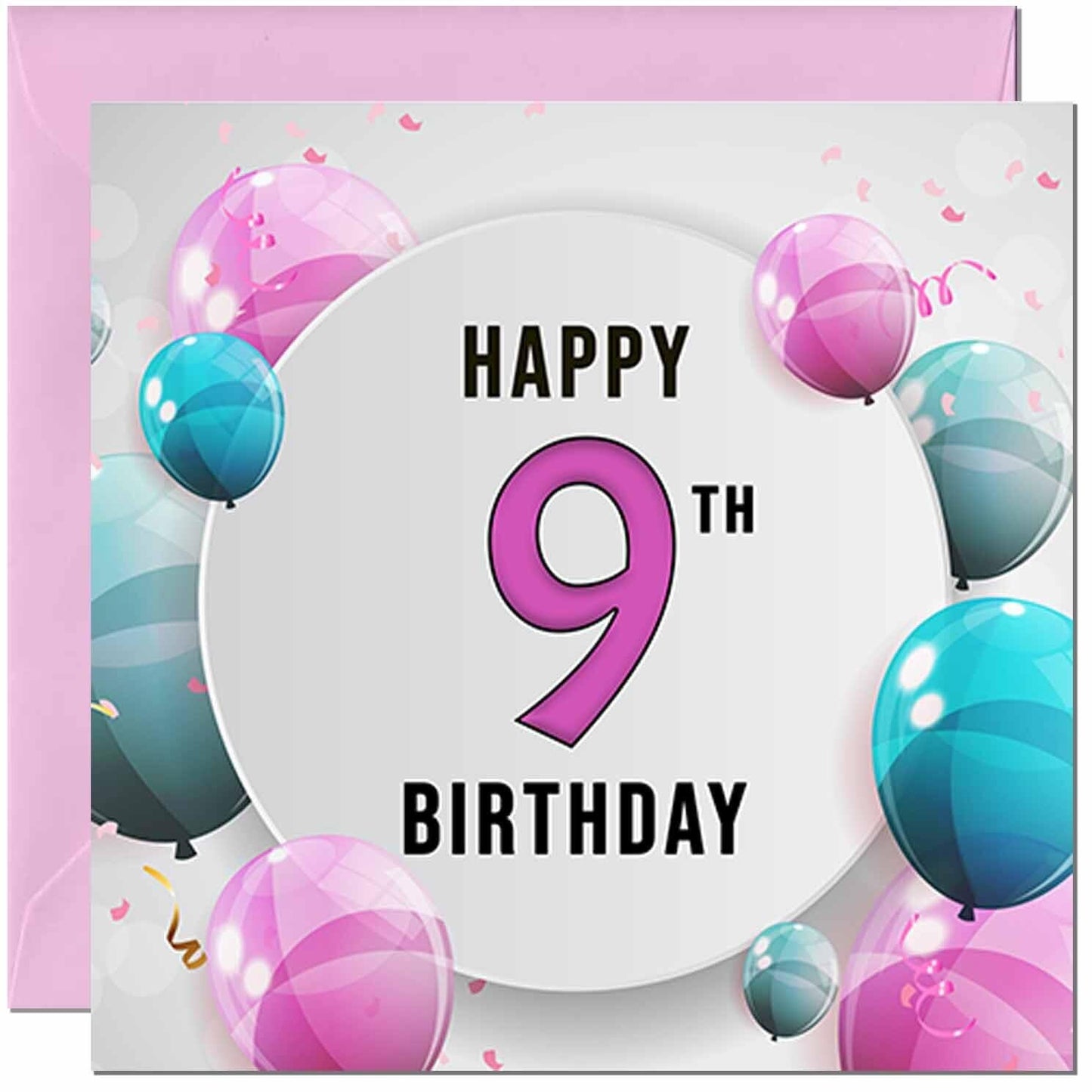 Birthday Card for women - Pink Turquoise Balloon Number