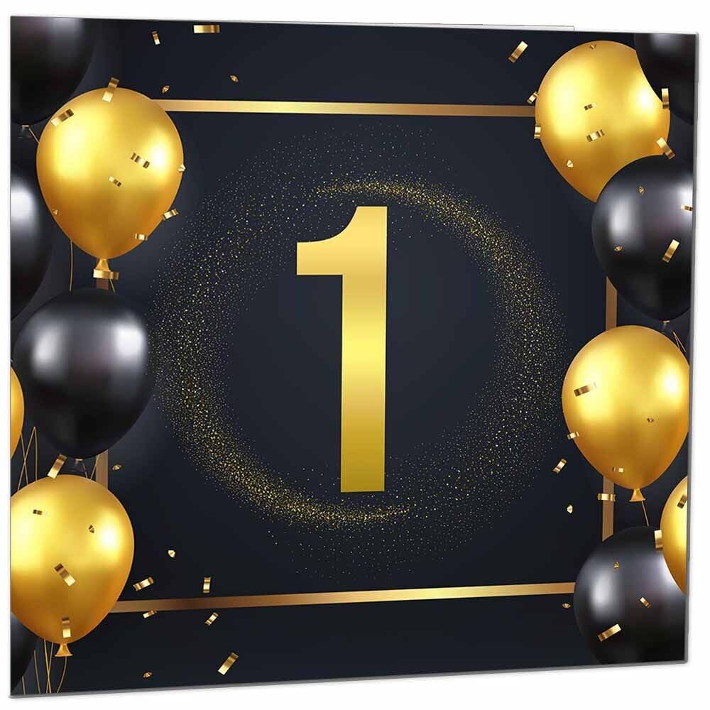 Birthday Card for Men Women - Black & Gold