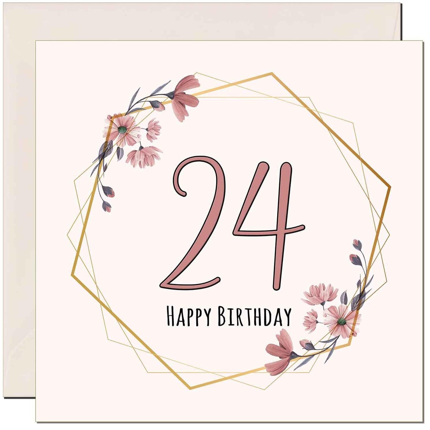 Floral Birthday Card for Women Elegant Beautiful