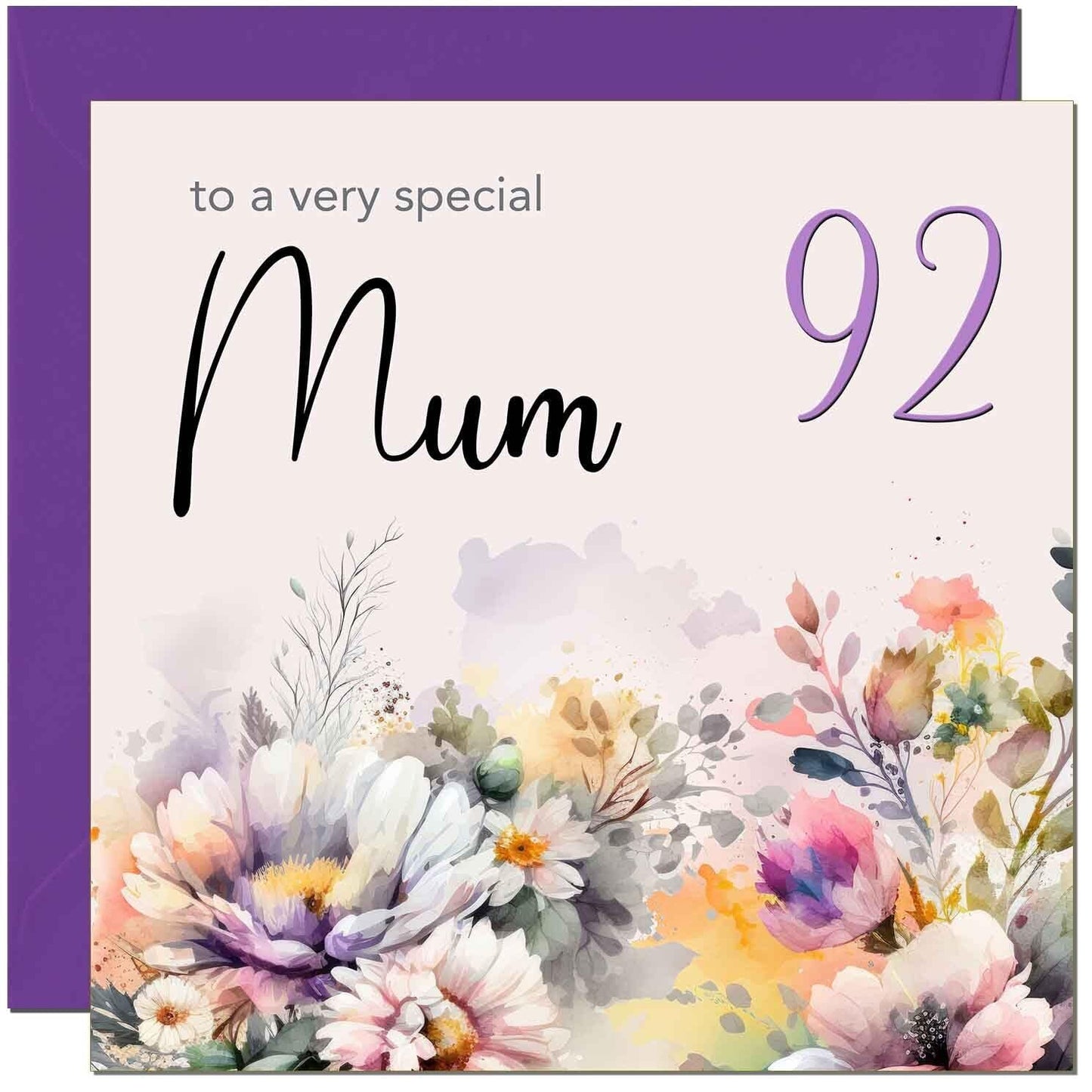 Mum Birthday Card - Purple Floral Mother Mom Mums