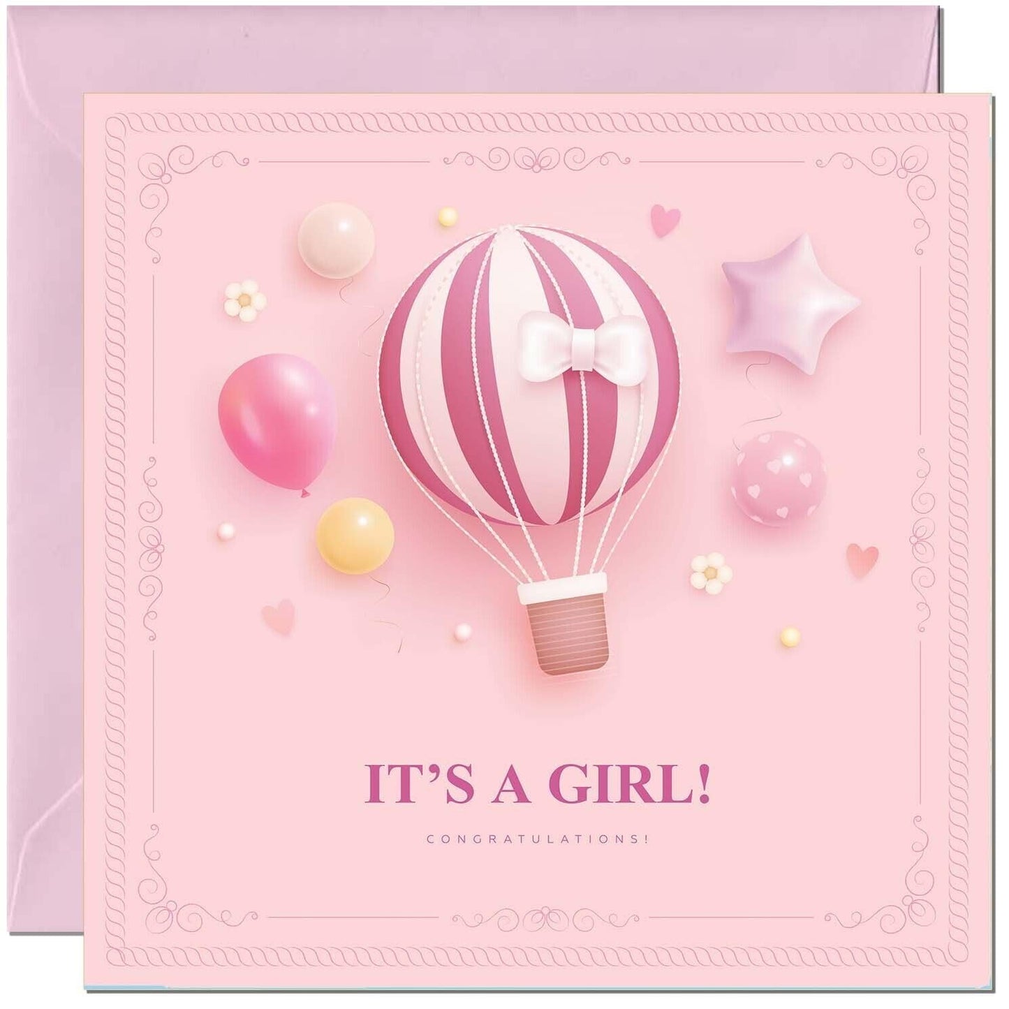 It's a Girl - New Baby Greeting Card Congratulations Baby Shower 145mm x 145mm