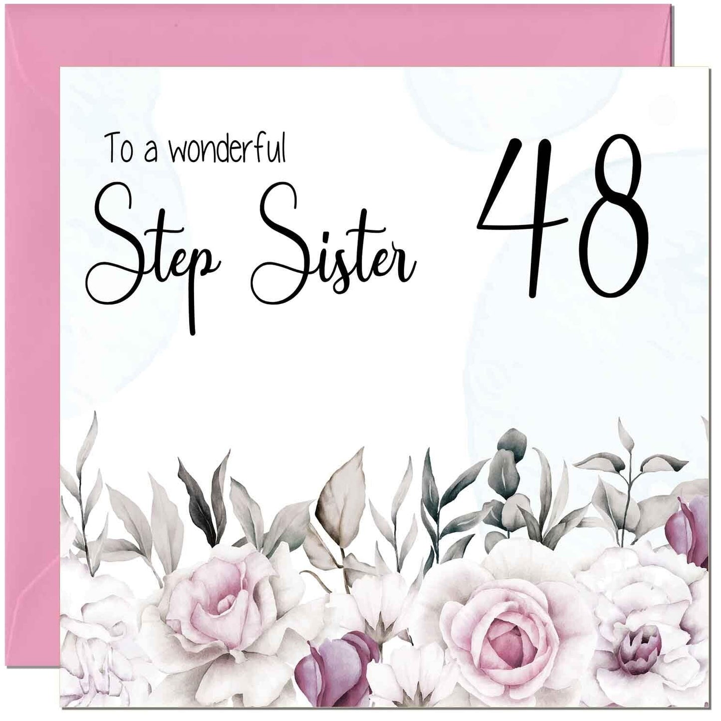 Step Sister Birthday Card Floral Elegant Step Sisters
