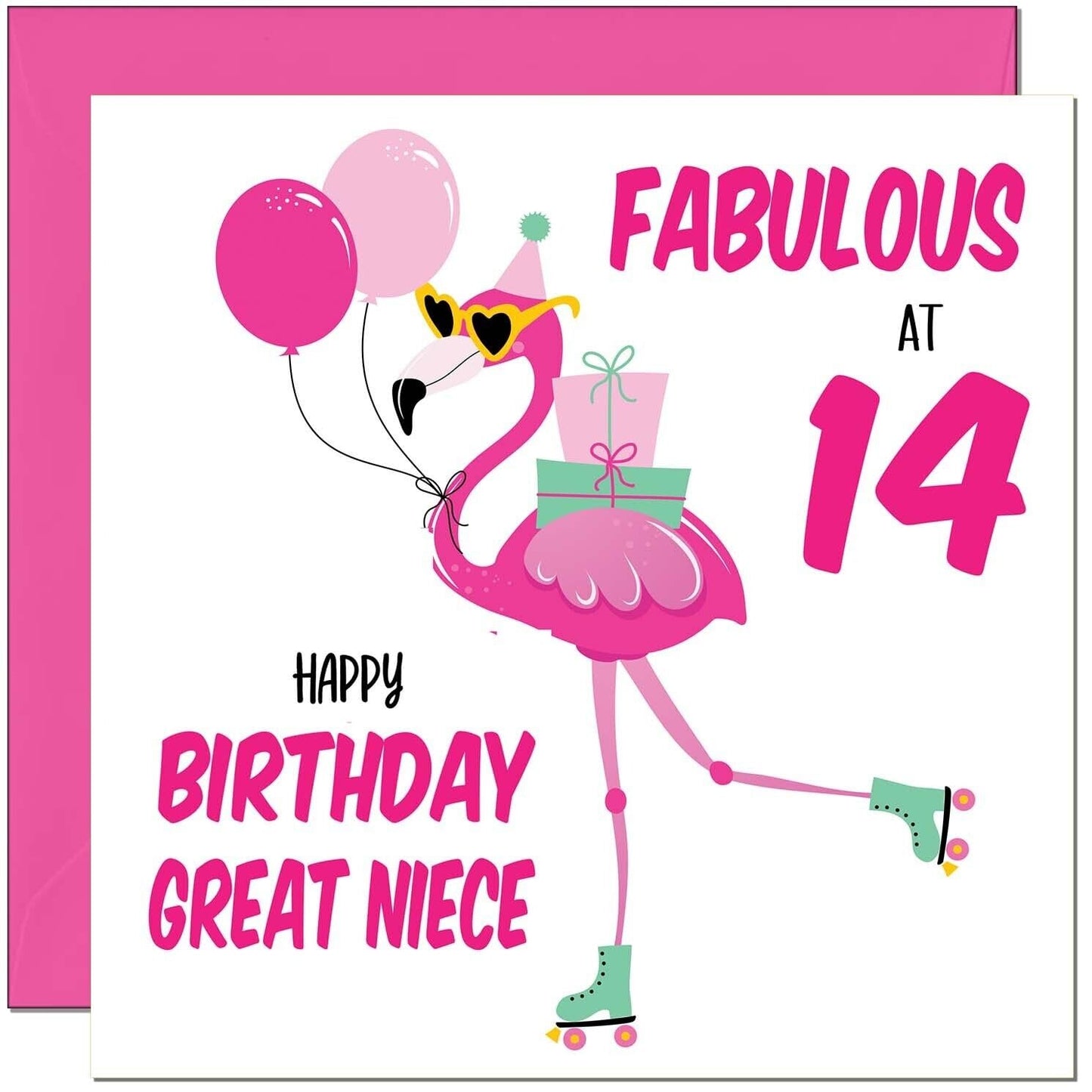 Great Niece Birthday Card - Fabulous Flamingo - Womens Pink Cute Great Nieces