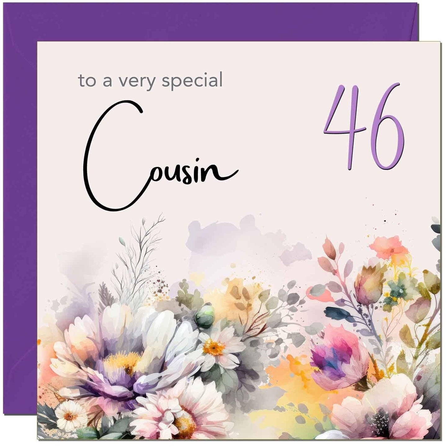 Cousin Birthday Card - Purple Floral Cousin's