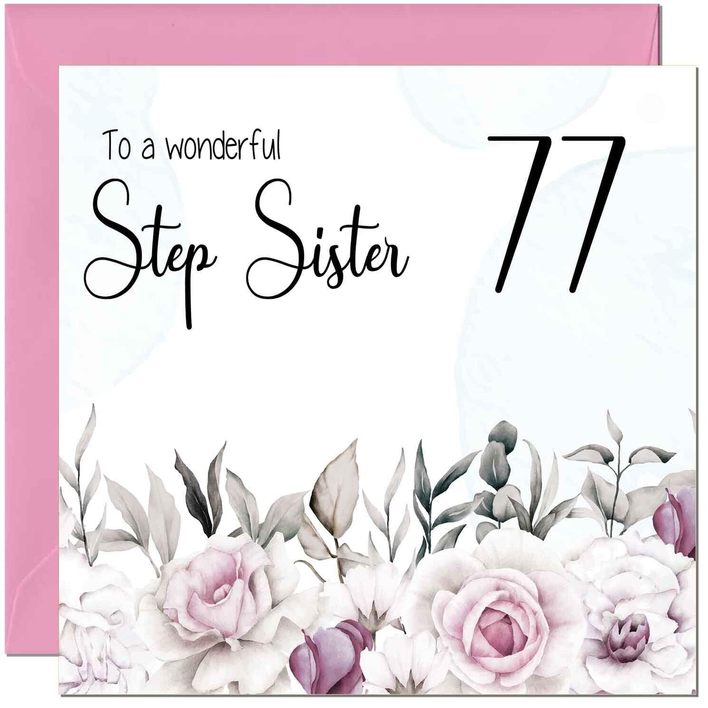 Step Sister Birthday Card Floral Elegant Step Sisters