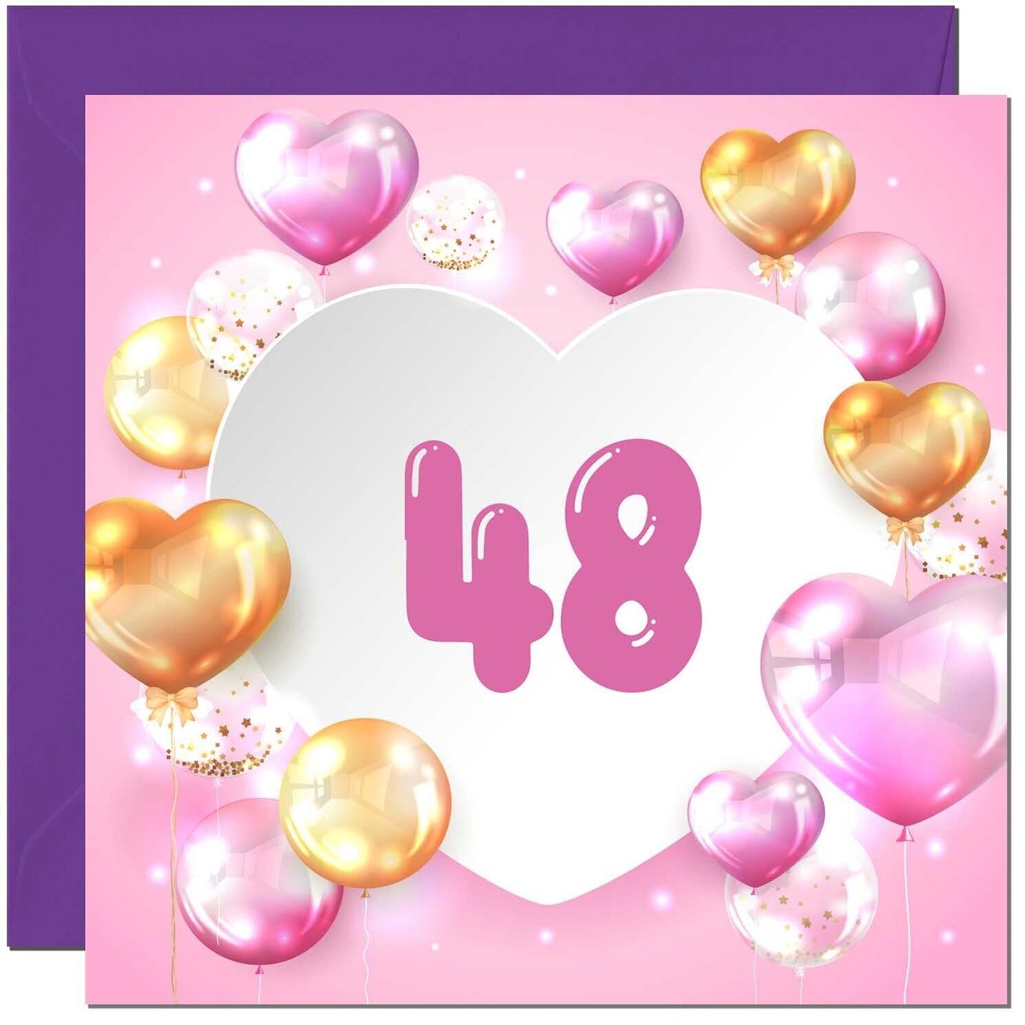 Birthday Card for women Girls Pink Balloon Numbers