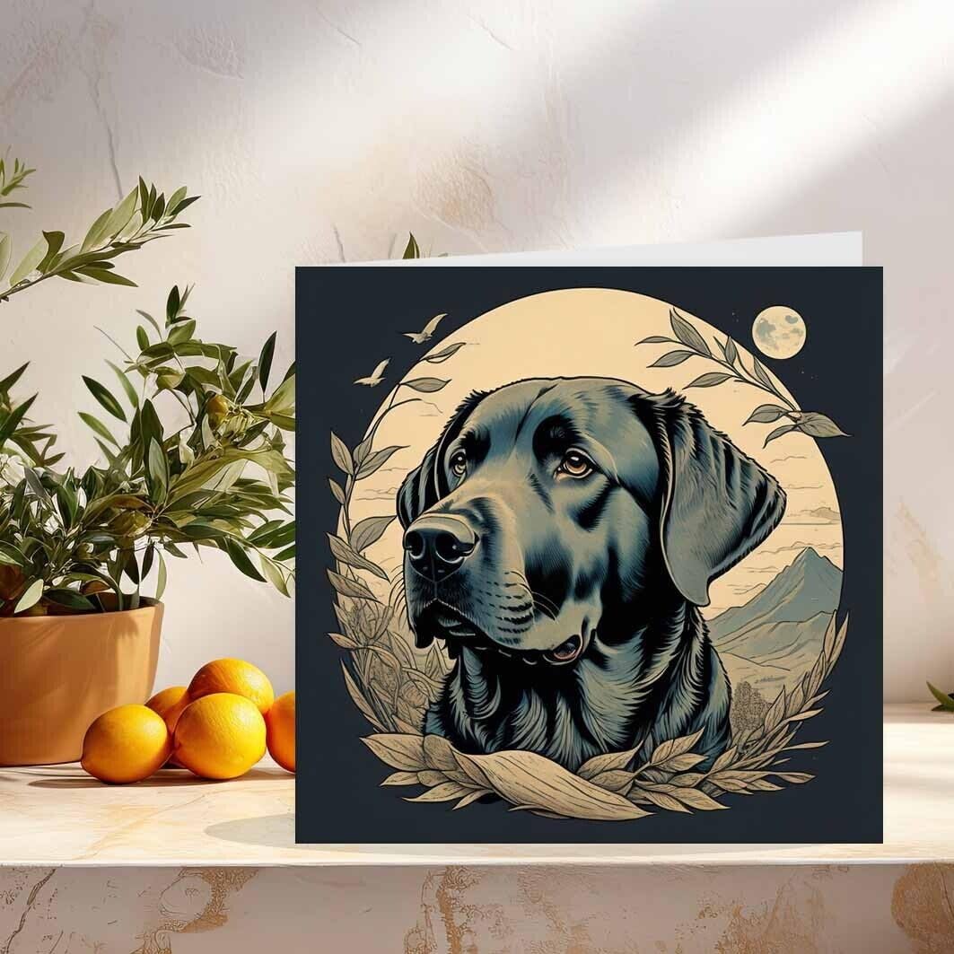 Black Labrador Greeting Card 145mm x 145mm Beautiful Labrador Dog Cards