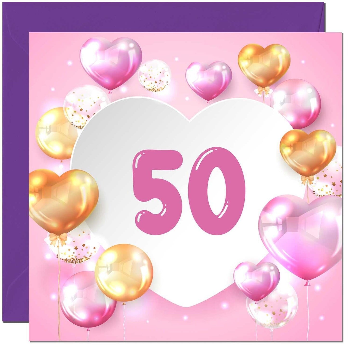 Birthday Card for women Girls Pink Balloon Numbers