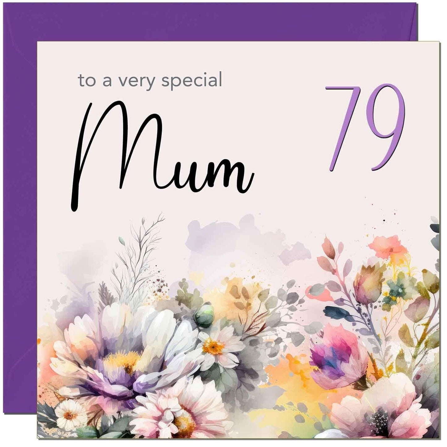 Mum Birthday Card - Purple Floral Mother Mom Mums