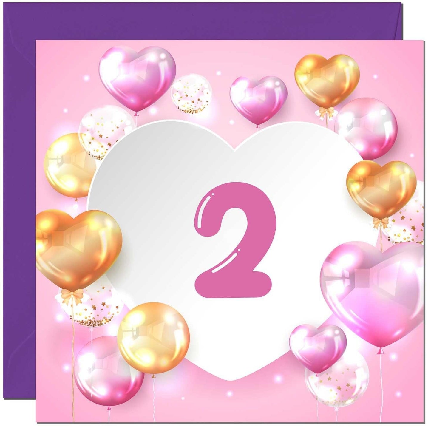 Birthday Card for women Girls Pink Balloon Numbers