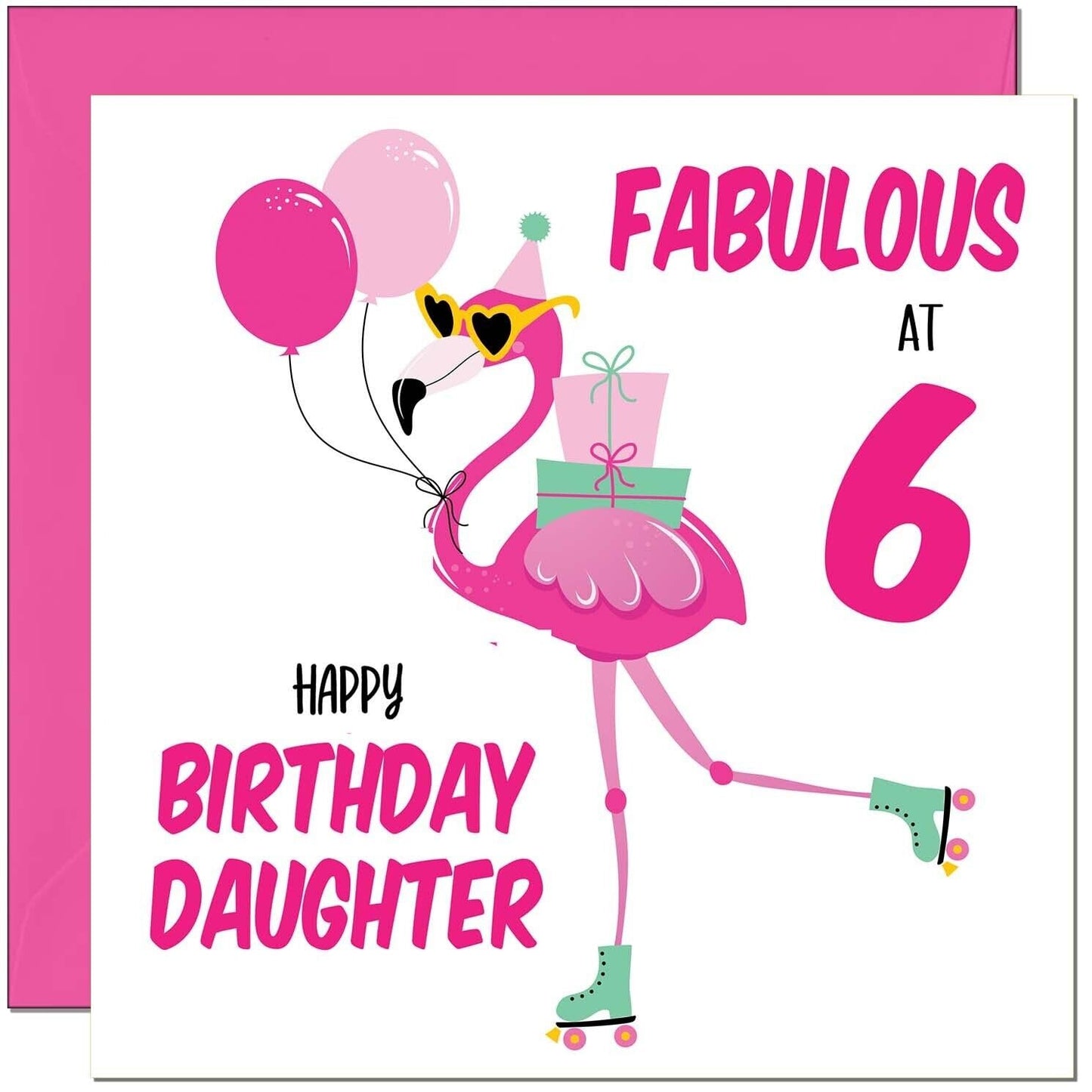 Daughter Birthday Card - Fabulous Flamingo - Ladies Womens Pink Cute Daughters